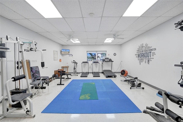 5300 Washington St Unit I203, Hollywood, FL 33021 - workout area featuring ceiling fan and a paneled ceiling