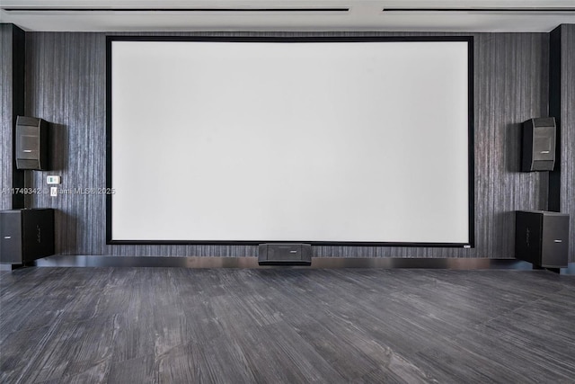 cinema featuring dark wood-style flooring