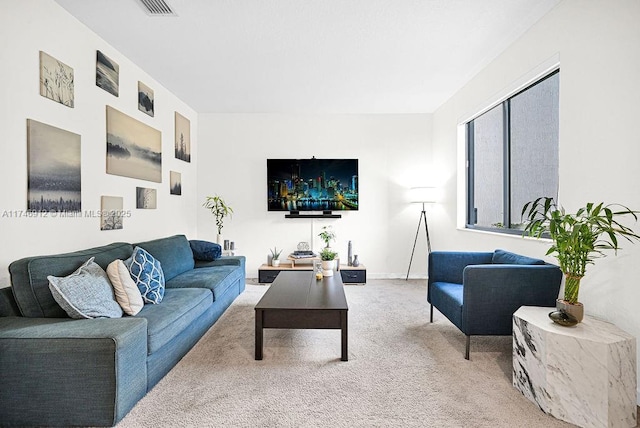 living room with carpet floors