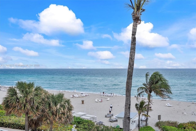 view of water feature with a view of the beach