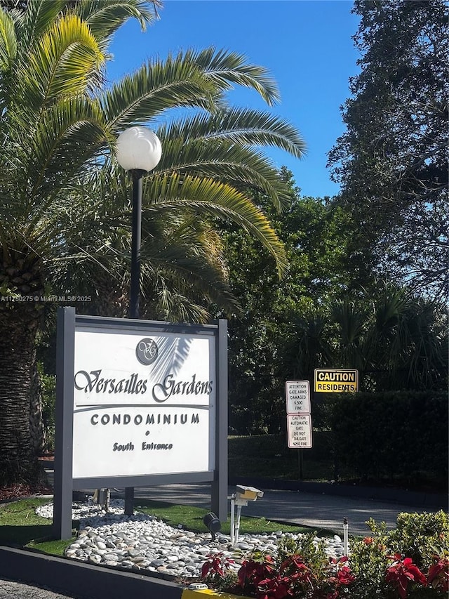 view of community sign