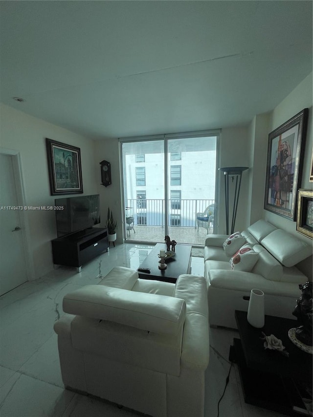 living room featuring expansive windows