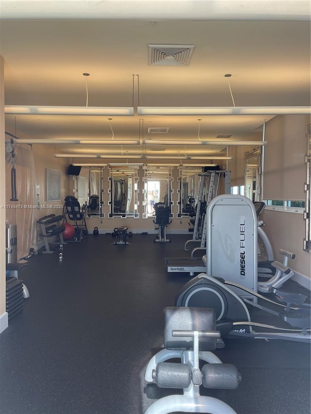 workout area with visible vents