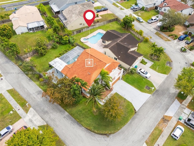 drone / aerial view featuring a residential view