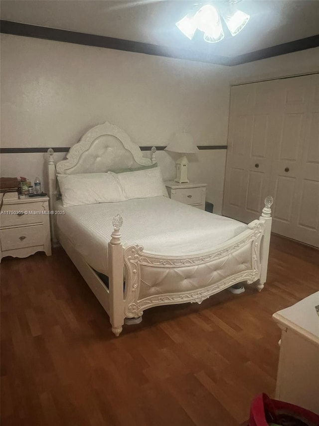 bedroom featuring dark wood-style floors