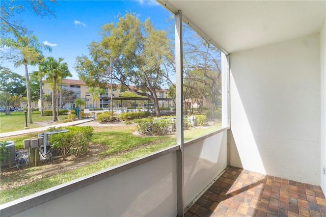 view of unfurnished sunroom