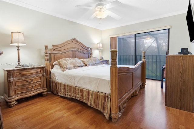 9943 Costa Del Sol Blvd Unit B-108A, Doral, FL 33178 - bedroom with wood finished floors, ornamental molding, and a ceiling fan