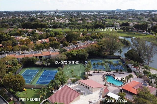 9943 Costa Del Sol Blvd Unit B-108A, Doral, FL 33178 - drone / aerial view of a pool and a nearby body of water