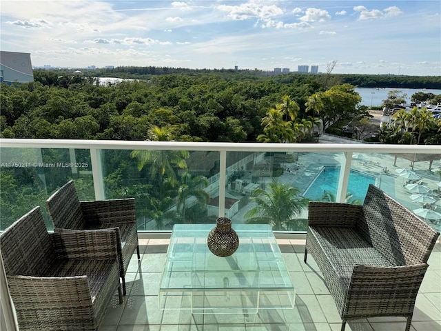 balcony with a water view