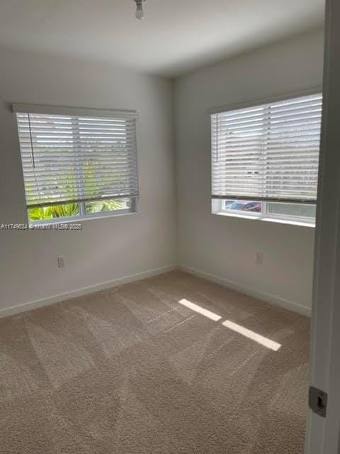 carpeted spare room with plenty of natural light and baseboards