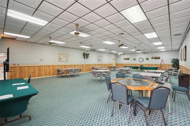 900 Colony Point Cir Unit 408, Pembroke Pines, FL 33026 - dining space featuring a wainscoted wall and carpet flooring
