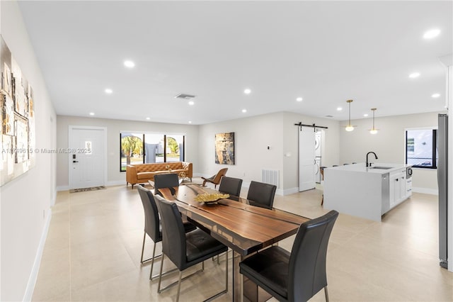 22274 SW 61st Ave, Boca Raton, FL 33428 - dining room with a barn door and recessed lighting
