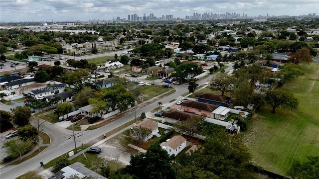 drone / aerial view with a city view