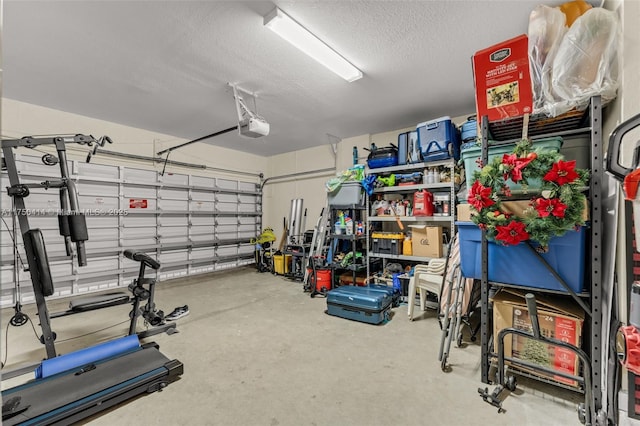 garage with a garage door opener