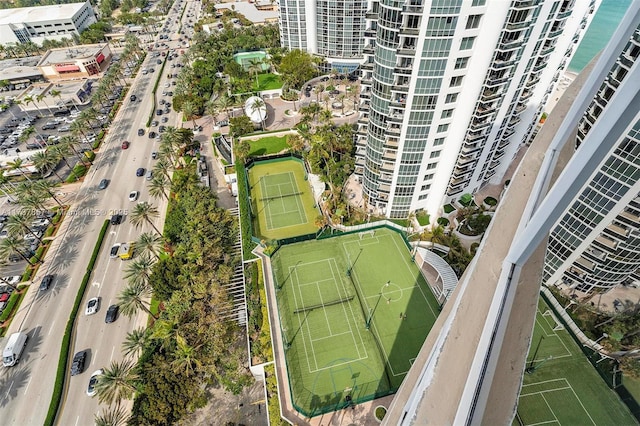 aerial view with a view of city and a water view