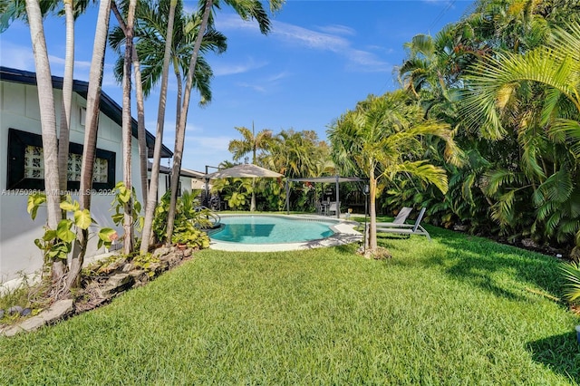 view of yard with an outdoor pool