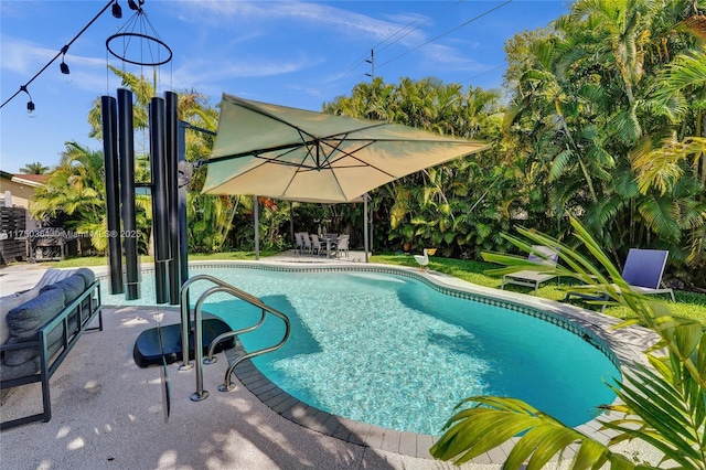 outdoor pool featuring a patio area