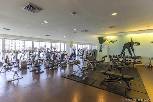 495 Brickell Ave Unit 2102, Miami, FL 33131 - gym featuring visible vents and recessed lighting