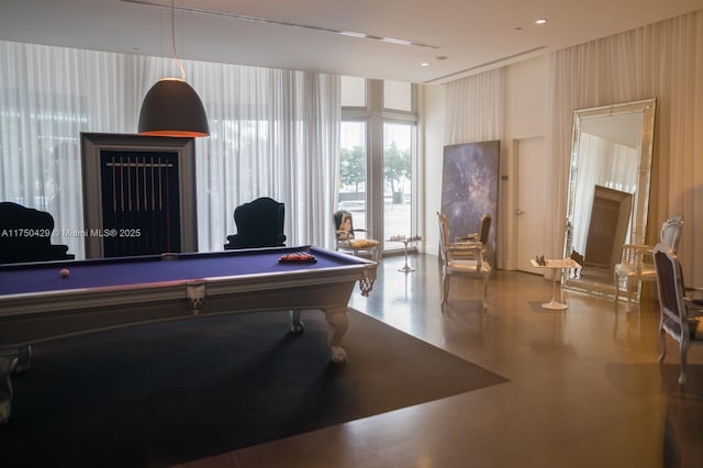 495 Brickell Ave Unit 2102, Miami, FL 33131 - rec room with billiards and wallpapered walls