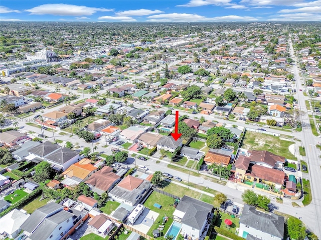 aerial view featuring a residential view