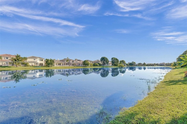 view of water feature with a residential view