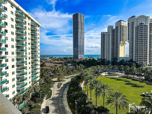 city view with a water view