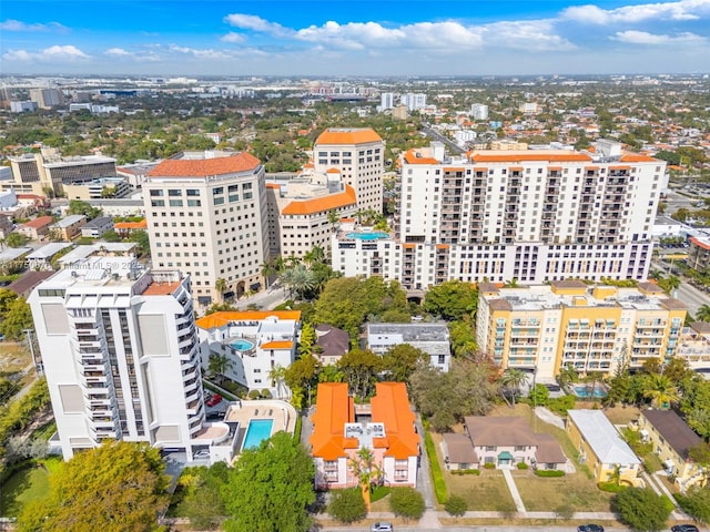 aerial view with a city view