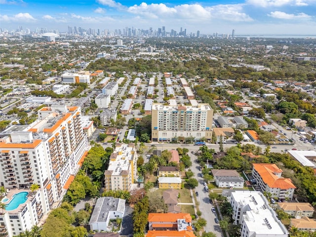 bird's eye view with a city view