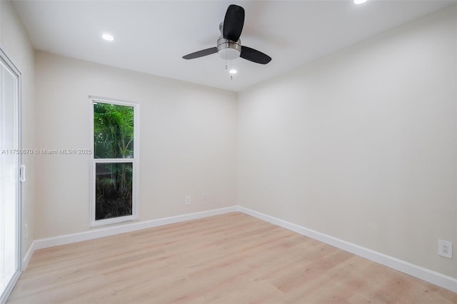 17329 Birchwood Ln Unit A, Fort Myers, FL 33908 - unfurnished room with a ceiling fan, baseboards, light wood-style floors, and recessed lighting