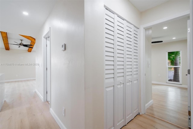 17329 Birchwood Ln Unit A, Fort Myers, FL 33908 - hall with baseboards, light wood-style floors, and recessed lighting