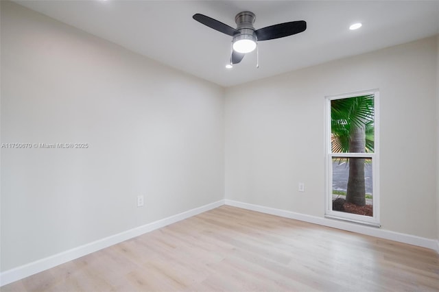 17329 Birchwood Ln Unit A, Fort Myers, FL 33908 - empty room featuring baseboards, light wood-style flooring, recessed lighting, and a ceiling fan