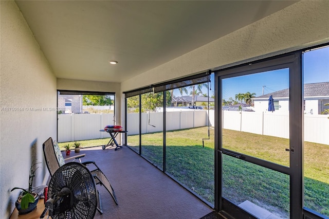 view of unfurnished sunroom