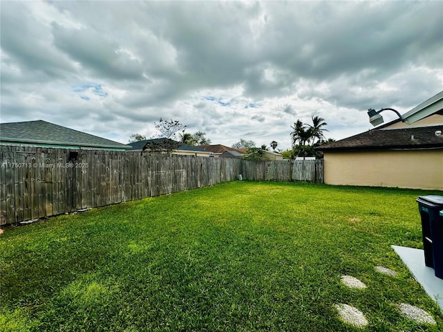 view of yard featuring a fenced backyard