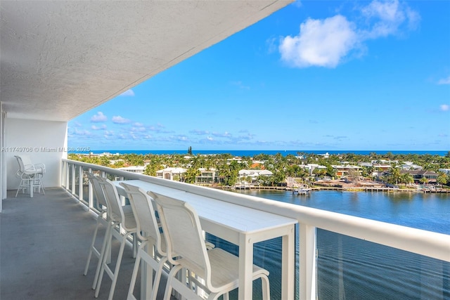 balcony with a water view