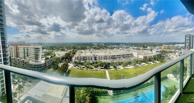 balcony featuring a view of city