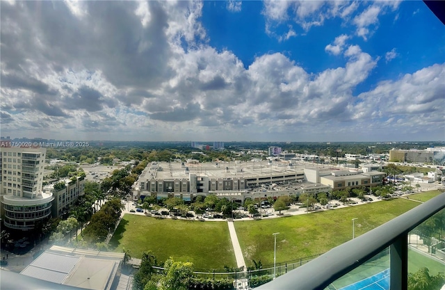 aerial view with a city view