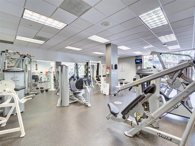 19390 Collins Ave Unit Ph-24, Sunny Isles Beach, FL 33160 - gym with healthy amount of natural light and a drop ceiling