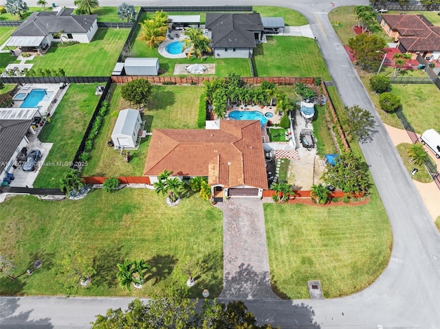 drone / aerial view with a residential view