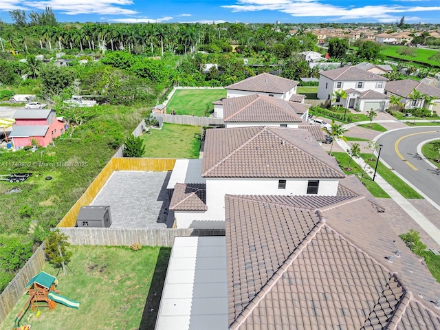 drone / aerial view with a residential view