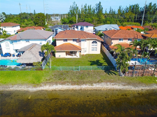 drone / aerial view with a residential view