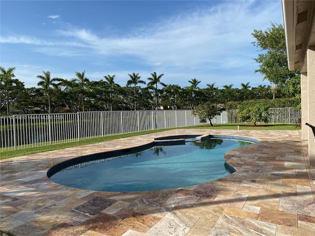 3962 Pinewood Ln, Weston, FL 33331 - view of pool with a patio area, a fenced backyard, and a pool with connected hot tub