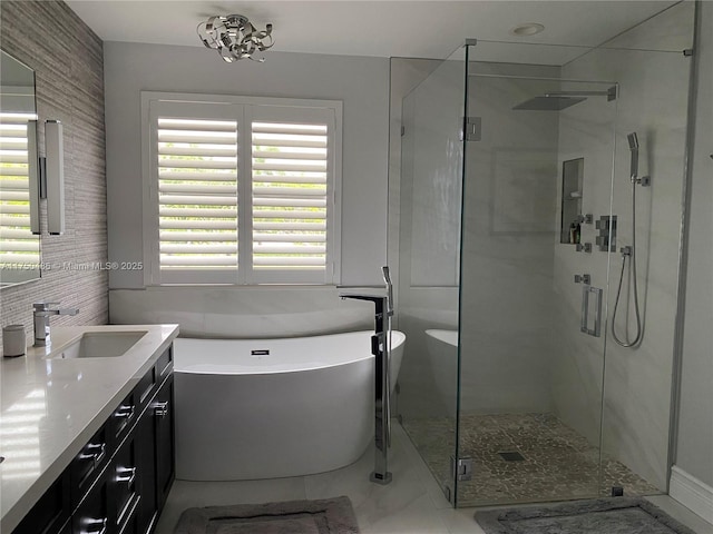 3962 Pinewood Ln, Weston, FL 33331 - bathroom with a shower stall, a soaking tub, and vanity