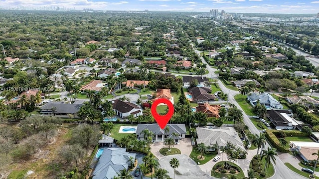 aerial view with a residential view