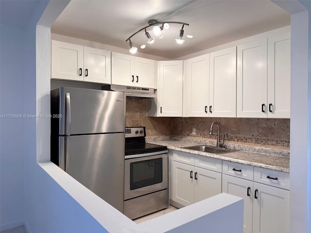 kitchen with white cabinets and stainless steel appliances