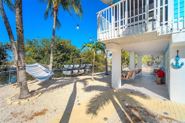 view of yard with a patio area and fence