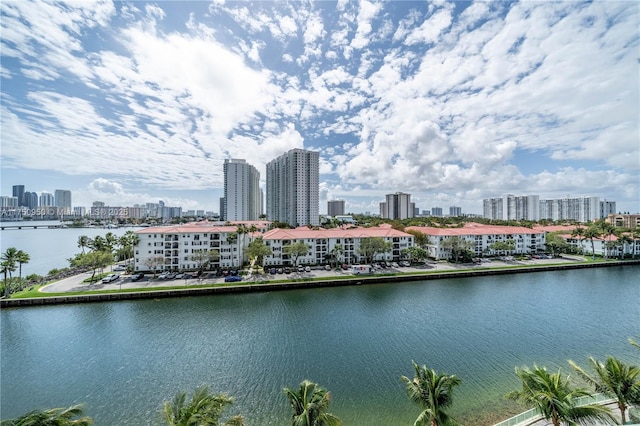 property view of water with a view of city