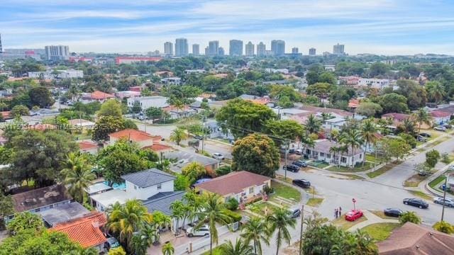 aerial view with a city view