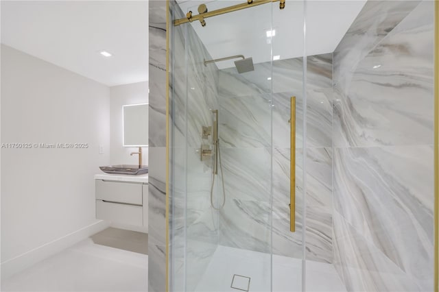 5500 Collins Ave Unit 802, Miami Beach, FL 33140 - full bathroom with a marble finish shower and vanity