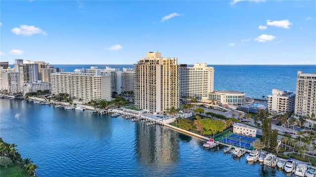 5500 Collins Ave Unit 802, Miami Beach, FL 33140 - bird's eye view featuring a view of city and a water view