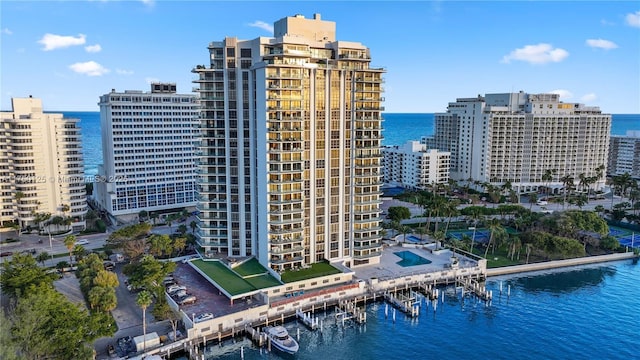 5500 Collins Ave Unit 802, Miami Beach, FL 33140 - drone / aerial view with a water view and a city view